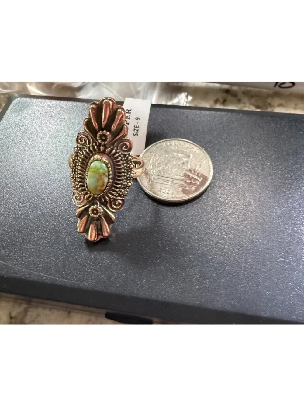 Nwt Artisan handcrafted Palomino Copper Statement Ring Sz 10 Rustic Boho Chic 8g